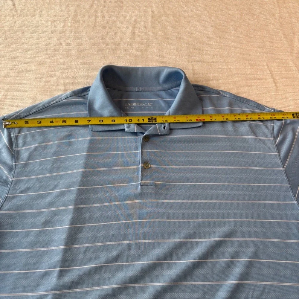 Nike Golf Mens XXL Dri-FIT Striped Polo‎ Shirt Blue White Short Sleeve RN56323